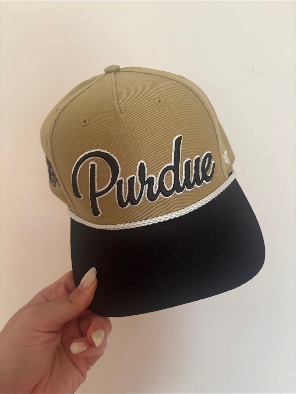 Purdue Embroidered Rope-Trim Cap in Gold and Black